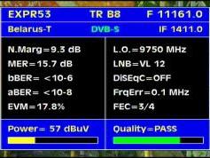 Express AM22 at 53.0 e-11 161 V Belarus TV-Q data