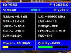 Express AM22 at 53.0 e-12 638 H Al Masar TV-Q data