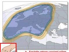 Vyzarovaci diagram Astra 1G 19E pre Kanarske ostrovy kde je zaruceny prijem slovenskych a ceskych TV v pakete UPC direct s priemerom anteny 100 cm